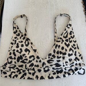Aerie black and white leopard scoopneck swim top